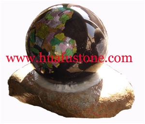 Black Marble Water Fountain Ball