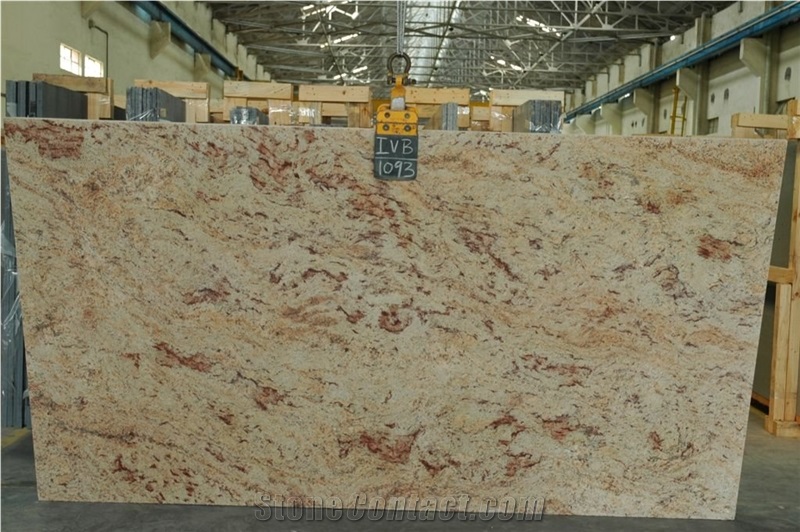Ivory Brown Granite Slab, India Pink Granite