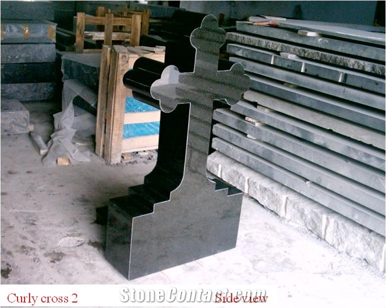 Black Granite Cross Tombstones