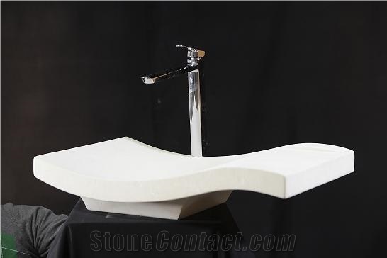 Onda Sink - Lecce Limestone, Pietra Leccese Beige Limestone Sinks