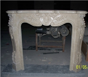 Beige Marble Fireplace