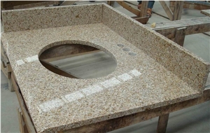 China Granite G682 Bathroom Vanity Tops, Natural Stone Custom Countertops with Sink & Basins, Rusty Yellow Granite Vanity Top China Granite G682 Bathroom Vanity Tops, Natural Stone Custom Countertops with Sink & Basins, Rusty Yellow Granite Vanity Top