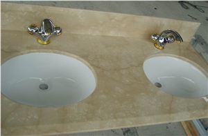 Galala Beige Marble Bathroom Vanity Tops, Stone Custom Countertops with Sinks & Basins, Kitchen Vanity Top