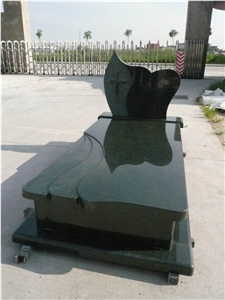 Green Galaxy Granite European Style Headstone for Cemetery, Carving Single Tombstone Monument Design, Natural Stone Engraved Gravestone