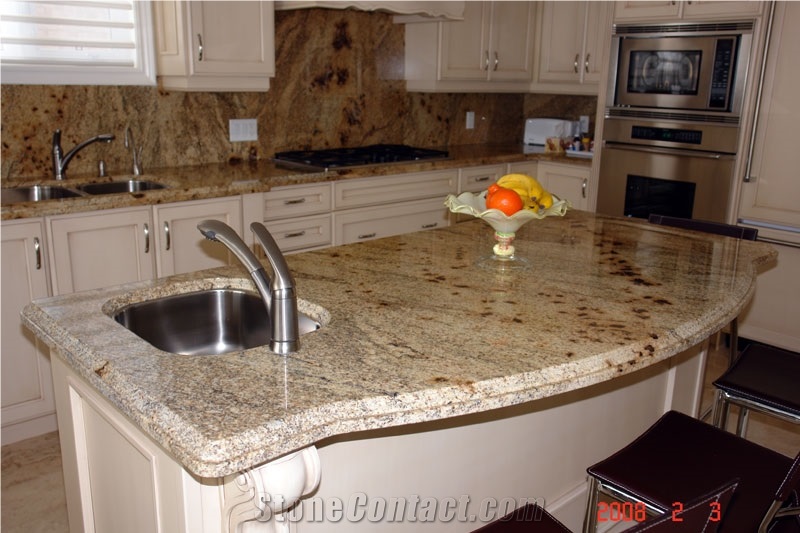 Juparana Dorado Granite Countertop Ridged Edges