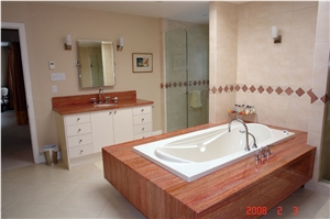 Red Travertine Bath Tub
