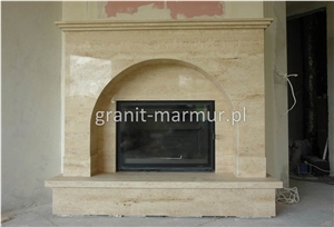 Medium Beige Travertine Fireplace