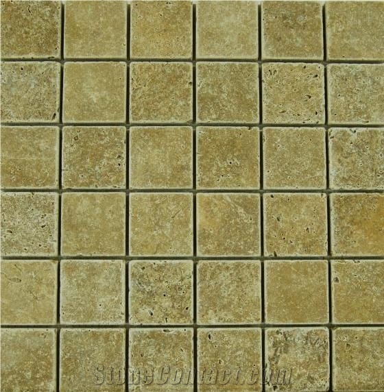 Noche Travertine Tumbled Mosaic