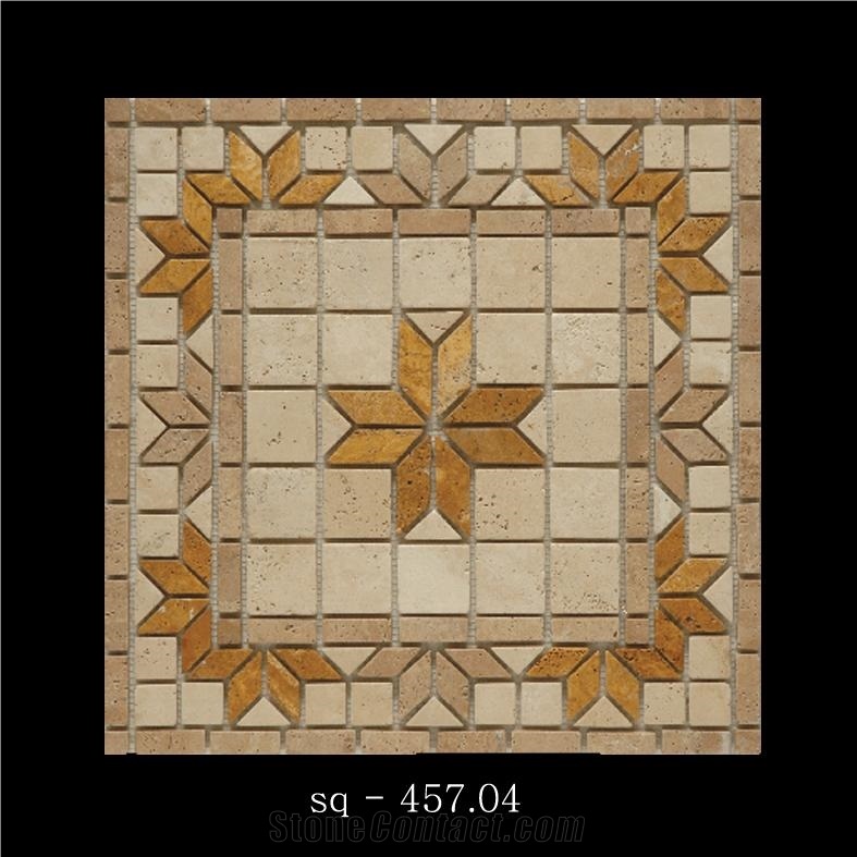 Travertine Mosaic Square Medallions