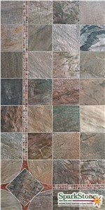 Antique Copper Slate Slabs & Tiles, India Brown Slate