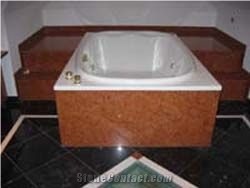 Bathtub Surround in Rosso Verona, Red Marble