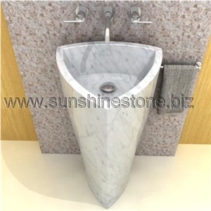 Bianco Carrara Marble Pedestal Sink