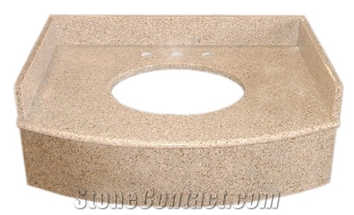 Cheap Prefab Chinese G682 Granite Single Sink Bathroom Vanity Top