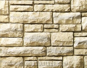 Beige Limestone Mushroomed Wall