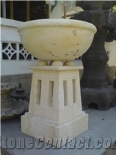Beige Limestone Flower Pot