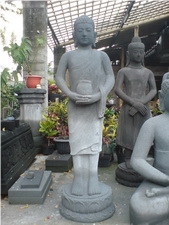 Grey Basalt Standing Buddha Statue