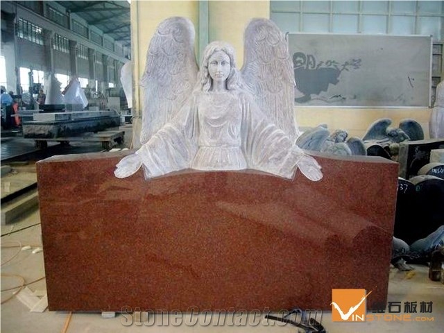 Red Granite Angel Monuments, Tombstones