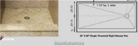 Nature Stone Yellow Rusty Granite Shower Tray ,30"*60"Single Threshold Right Shower Pan