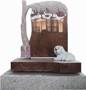 Red Granite Pet Tombstone 040
