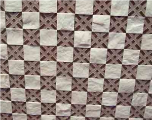 Red Granite with White Marble Split Face Mosaic Tiles