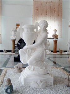 White Marble Carved Personal Human Sculpture