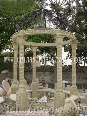 Hand Carved Garden Stone Gazebo