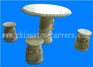 Hand Carved Garden Stone Table and Bench Hand Carved Garden Stone Table and Bench