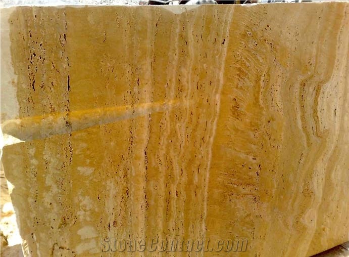 Antique Yellow Travertine Blocks, Iran Yellow Travertine