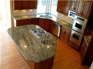 Waterfall Green Granite Countertop, Island Waterfall Green Granite Countertop, Island
