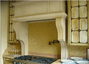 Beige Travertine Kitchen Hood