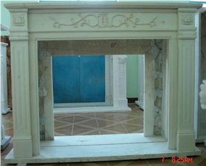 Beige Limestone Carved Fireplace Beige Limestone Carved Fireplace