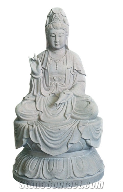 Grey Granite Buddha Sculpture