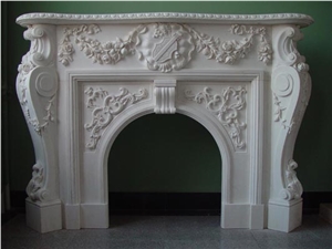 White Limestone Fireplace