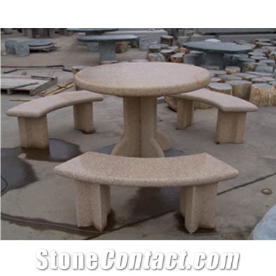 Yellow Granite Bench and Table