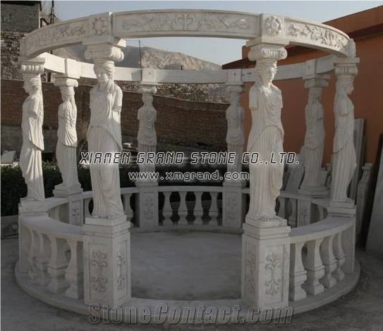 White Marble Gazebo 015, Marble Bower