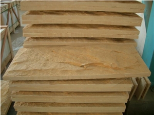 Yellow Sandstone Mushroomed Stone Cladding, Natural Split Sandstone, Mushroom Wall Stone Cladding