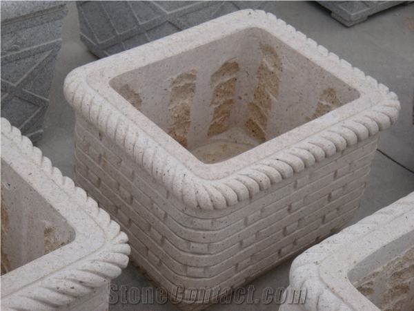 Granite Flowerpot, G682 Beige Granite