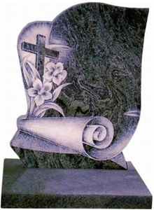 Green Marble Cross Funeral Tombstone 074