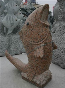Red Granite Carving Fish Sculpture Red Granite Carving Fish Sculpture