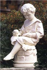 White Marble Human Boy Sculpture
