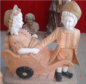 Yellow Marble Person Sculpture
