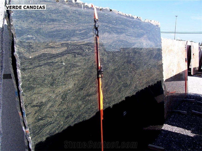 Verde Candeias Granite Slabs, Brazil Green Granite