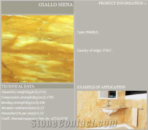 Gialo Siena Marble Slabs & Tiles, Giallo Siena Marble Slabs & Tiles