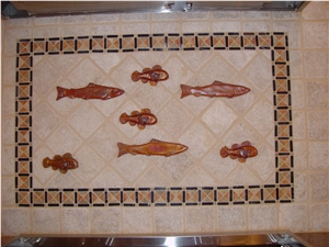 Glass Fish Tiles Inserted Kitchen Backsplash Glass Fish Tiles Inserted Kitchen Backsplash