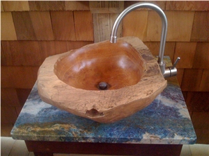 Louisa Blue Granite Vanitytop,hand Carved Teak Sin