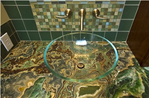 Multicolor Green Onyx Vanity Top Multicolor Green Onyx Vanity Top
