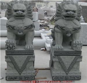 Grey Granite Lion Sculpture 01