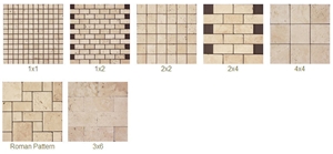 Ivory Travertine Mosaic Tumbled, Beige Travertine