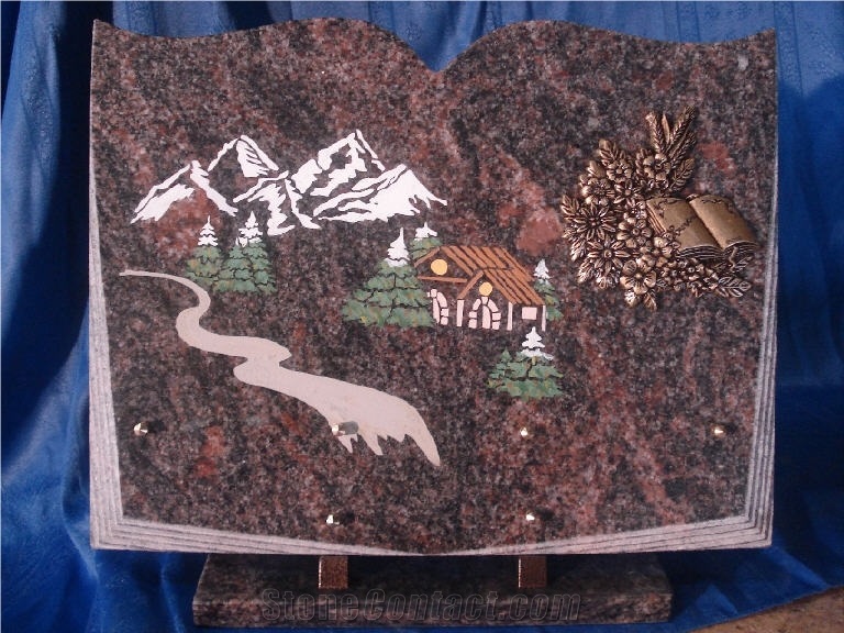 Multicolor Red Granite Gravestone