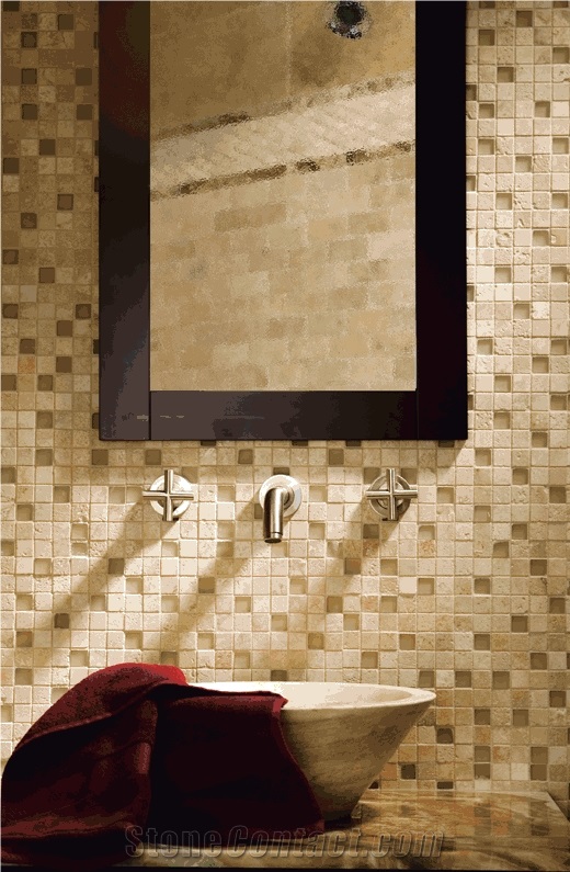 Beige Travertine Abruzzi Wall Mosaic